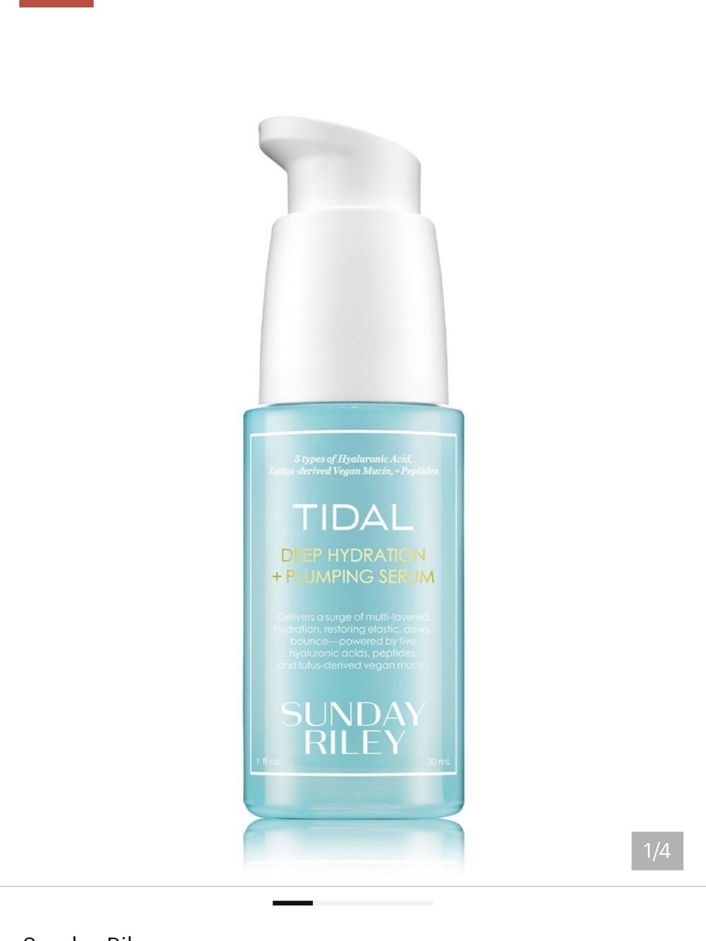 NIB Sunday Riley Tidal - Deep Hydration And Plumping Serum, 1 Oz
